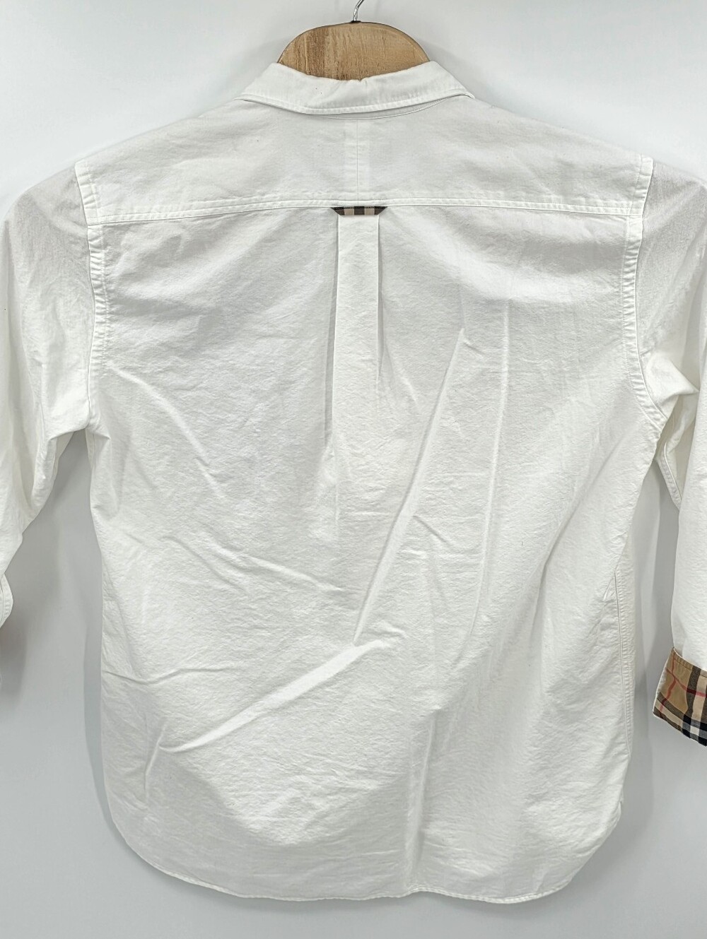 Burberry London White Oxford Shirt Nova Check Lining Long Sleeve Men’s Large L - Picture 3 of 7